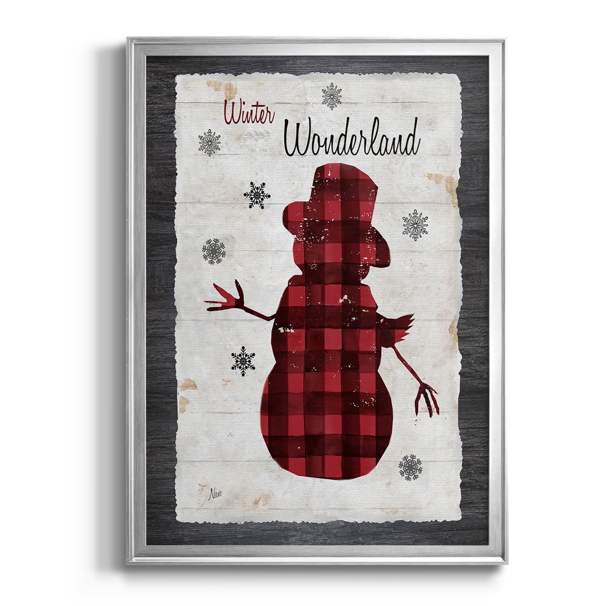 Checkered Snowman II Premium Framed Print - Ready to Hang