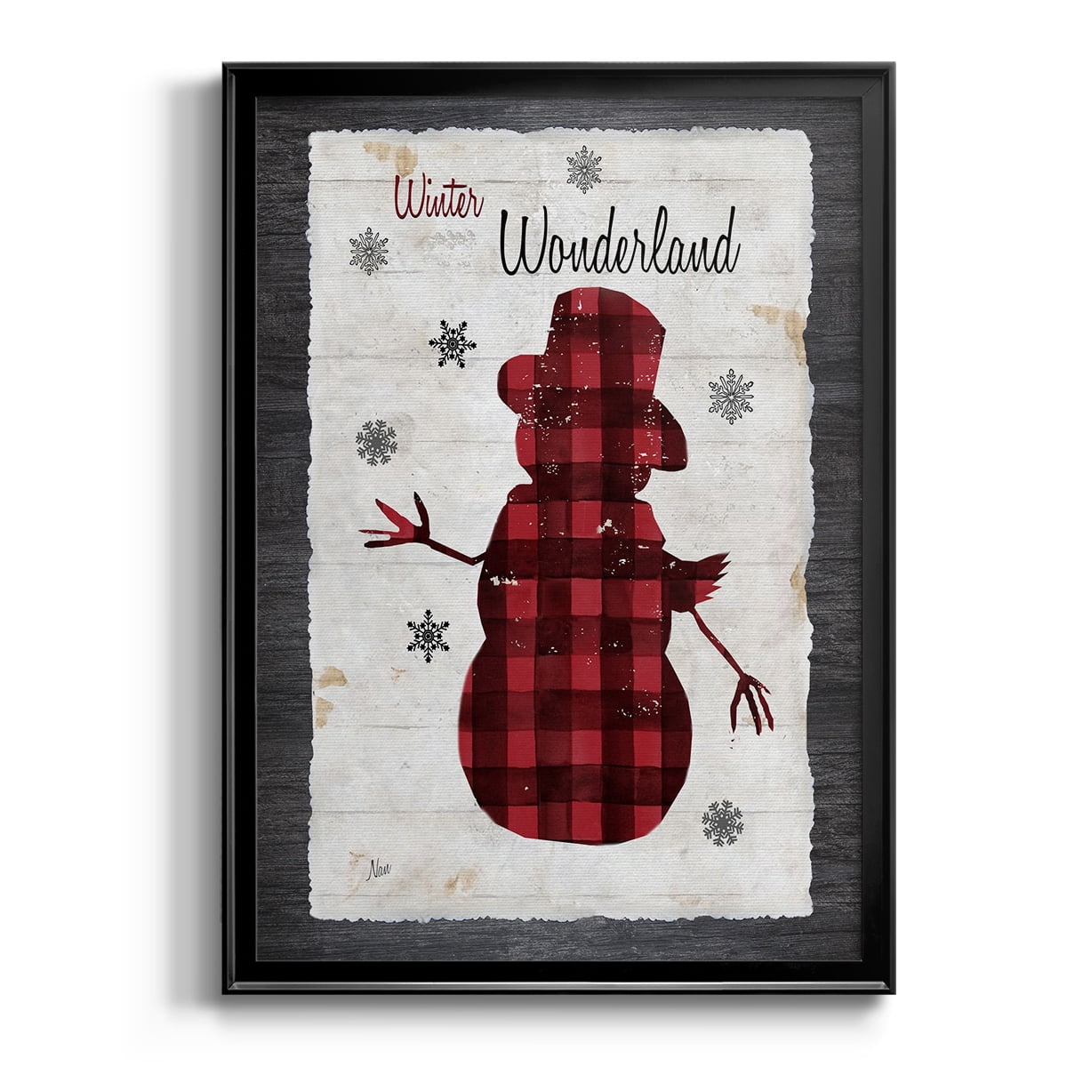 Checkered Snowman II Premium Framed Print - Ready to Hang