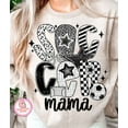 thumbnail image 1 of Checkered Soccer Mama Sweatshirt, Retro Game Day Coquette Pullover, Brushstroke Soccer Bow Doodle Sweater for Moms, 1 of 5