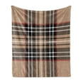 thumbnail image 1 of Checkered Soft Flannel Fleece Blanket, Classical Tartan in British Style Design Geometric Ornament Striped, Cozy Plush for Indoor and Outdoor Use, 70" x 90", Pale Brown Orange White, by Ambesonne, 1 of 5