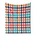 thumbnail image 1 of Checkered Soft Flannel Fleece Blanket, Colorful Fresh Summertime Pattern Design Gingham Plaid Striped Traditional Picnic, Cozy Plush for Indoor and Outdoor Use, 70" x 90", Multicolor, by Ambesonne, 1 of 5
