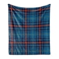 thumbnail image 1 of Checkered Soft Flannel Fleece Blanket, Cultural Pattern with Thin Lines Irish Traditional Design in Blue Colors, Cozy Plush for Indoor and Outdoor Use, 60" x 80", Blue Navy Blue Red, by Ambesonne, 1 of 5