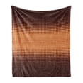 thumbnail image 1 of Checkered Soft Flannel Fleece Blanket, Grid Pattern with Vignette Effect Squares Abstract Mosaic Composition, Cozy Plush for Indoor and Outdoor Use, 50" x 70", Dark Brown and Orange, by Ambesonne, 1 of 6
