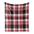 thumbnail image 1 of Checkered Soft Flannel Fleece Blanket, Pattern with Squares Mosaic Diagonal Vertical Stripes Graphic Print, Cozy Plush for Indoor and Outdoor Use, 50" x 70", Dark Coral White Brown, by Ambesonne, 1 of 5