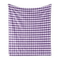 thumbnail image 1 of Checkered Soft Flannel Fleece Blanket, Purple and White Colored Gingham Checks Rows Picnic Theme Vintage Style Print, Cozy Plush for Indoor and Outdoor Use, 60" x 80", Purple White, by Ambesonne, 1 of 5