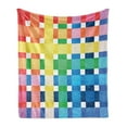 thumbnail image 1 of Checkered Soft Flannel Fleece Blanket, Rainbow Colors Contiguous Big and Small Squares in Watercolor Style Geometrical, Cozy Plush for Indoor and Outdoor Use, 60" x 80", Multicolor, by Ambesonne, 1 of 5