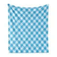 thumbnail image 1 of Checkered Soft Flannel Fleece Throw Blanket, Blue and White Gingham Image Country Style Plaid Crossed Stripes, Cozy Plush for Indoor and Outdoor Use, 60" x 80", Blue White, by Ambesonne, 1 of 5