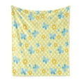 thumbnail image 1 of Checkered Soft Flannel Fleece Throw Blanket, Kids Pattern with Daisy Flower and Butterflies, Cozy Plush for Indoor and Outdoor Use, 50" x 70", Baby Blue Pale Blue, by Ambesonne, 1 of 5