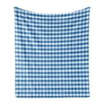 thumbnail image 1 of Checkered Soft Flannel Fleece Throw Blanket, Monochrome Gingham Checks Classical Country Culture Old Fashioned Grid Design, Cozy Plush for Indoor and Outdoor Use, 50" x 60", White Blue, by Ambesonne, 1 of 5