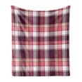 thumbnail image 1 of Checkered Soft Flannel Fleece Throw Blanket, Old Fashioned Style Garment Pattern Traditional Plaid Geometric Squares, Cozy Plush for Indoor and Outdoor Use, 60" x 80", Pink Maroon White, by Ambesonne, 1 of 5