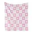 thumbnail image 1 of Checkered Soft Flannel Fleece Throw Blanket, Squares with Funny Happy Piggy Faces Kids Girls Children Pattern, Cozy Plush for Indoor and Outdoor Use, 50" x 70", Baby Pink Hot Pink White, by Ambesonne, 1 of 6