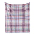 thumbnail image 1 of Checkered Soft Flannel Fleece Throw Blanket, Thin Geometric Strips Retro Folkloric Irish Cultural Design, Cozy Plush for Indoor and Outdoor Use, 50" x 60", Violet Blue Turquoise, by Ambesonne, 1 of 6