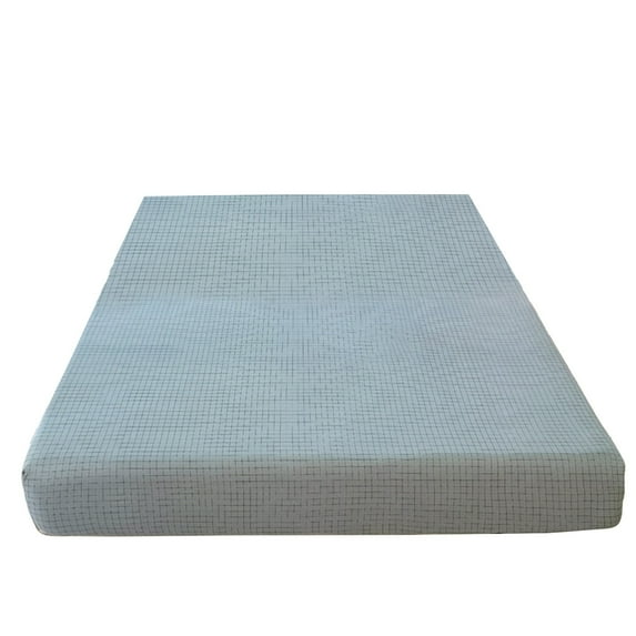 Checkered Solid Color Polyester Bed Sheet 59.06x78.74in Machine Washable Skin-Friendly Twin Bed Cover with Elastic Corners (Blue)