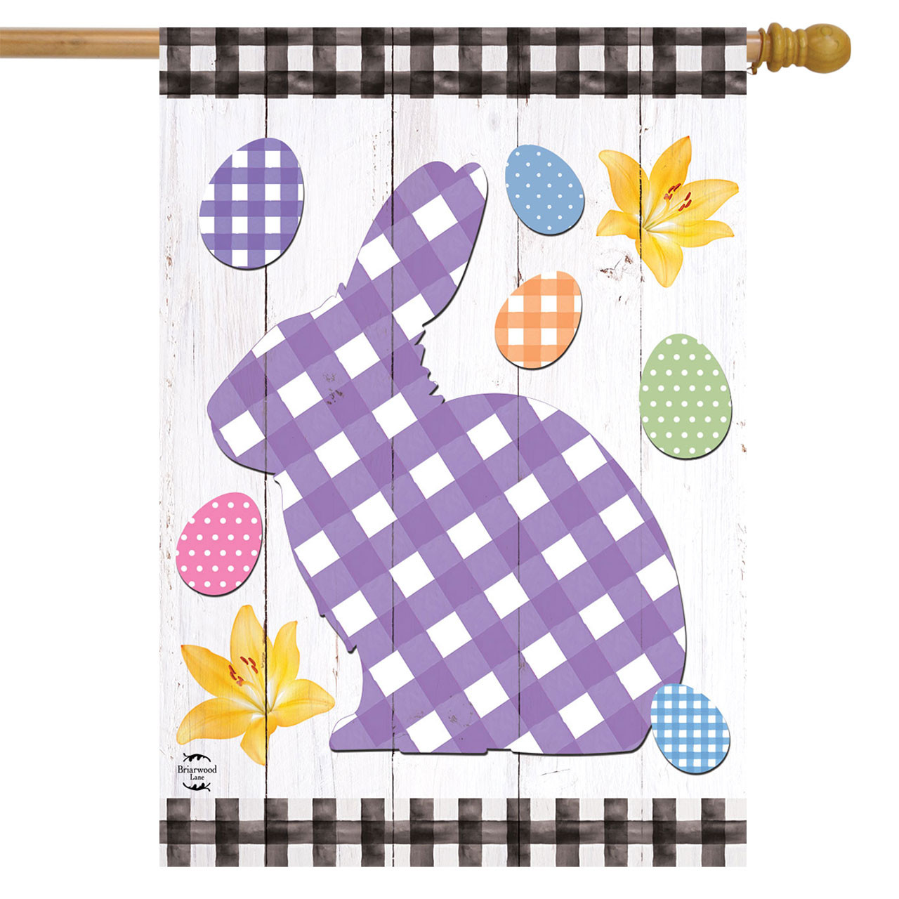 Briarwood Lane Checkered Spring Bunny House Flag - Walmart Business ...