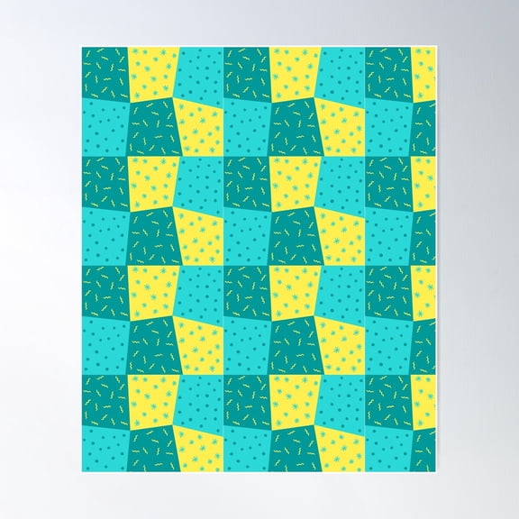 Checkered Sqaure Funky Coloful Pattern Design Poster Wall Art, Modern Wall Decor For Living Room Bedroom, 24x36 UNFRAMED