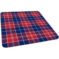 Checkered Square Fitted Polyester Tablecloth, Blue Red White Plaid Elastic Edge Home Decor Table Cloth, Waterproof Oil & Dust Proof Table Cover for Family Holiday Party Use, Fits 36"x36" Table