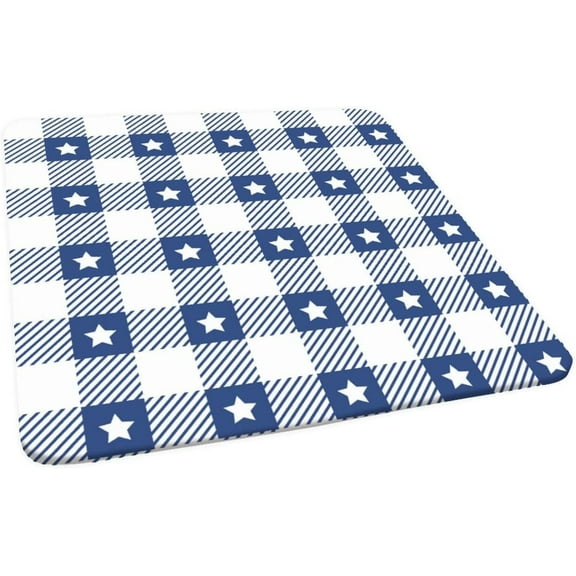 Checkered Square Fitted Polyester Tablecloth, Blue White Lattice Elastic Edge Decorative Table Cover, Waterproof Stain Resistant Table Cover for Family Festival Party Use, Fits 36"x36" Table