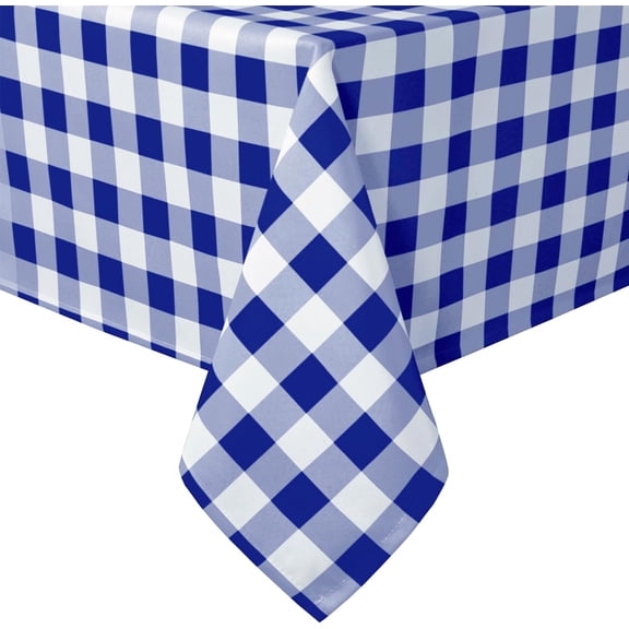 Checkered Square Tablecloth - Stain Resistant, Waterproof and Wrinkle Resistant Washable Table Cloth for Dining Room and Outdoor Use, 52 x 52 Inch, Royal Blue and White Gingham Pattern
