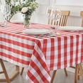 thumbnail image 1 of Checkered Square Tablecloth Waterproof Spillproof Wrinkle Resistant Heavy Weight Soft Gingham Table Cloth for Picnic Dinner and Party Washable Polyester Fabric, 60 x 60 Inch Red and White, 1 of 6