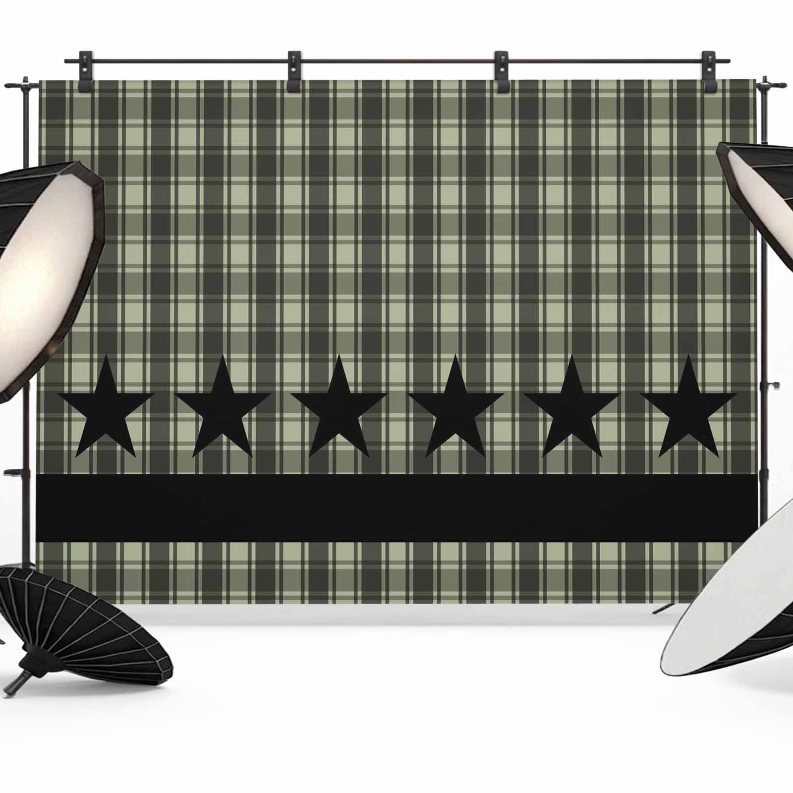 Chekered Backdrops Checkered Stars Photography Backdrop 12x8FT, Sage Green Black Plaid Art ...