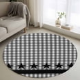 thumbnail image 1 of Checkered Stars Round Living Room Rugs 4 ft, White Green Black Plaid Art Washable Area Rug with Non-Slip Sturdy Edge Binding Round Carpet for Entryway Kitchen Bedroom Bathroom, 1 of 9