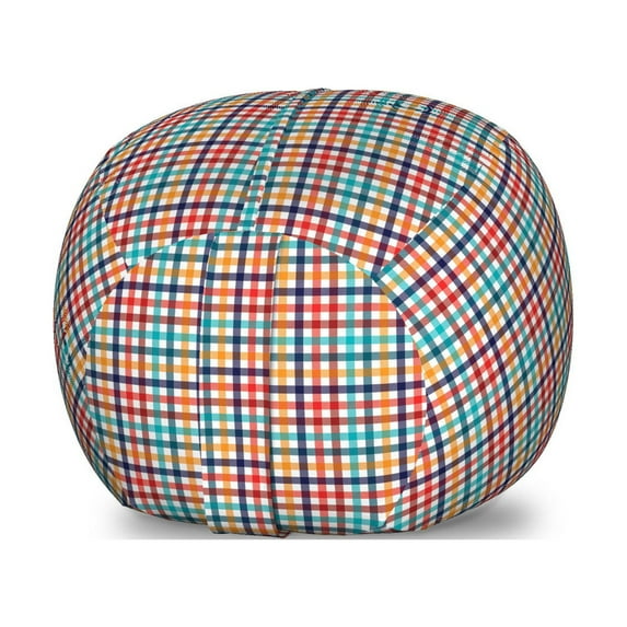 Checkered Storage Toy Bag Chair, Colorful Fresh Summertime Pattern Design Gingham Plaid Striped Traditional Picnic, Stuffed Animal Organizer Washable Bag, Small Size, Multicolor, by Ambesonne