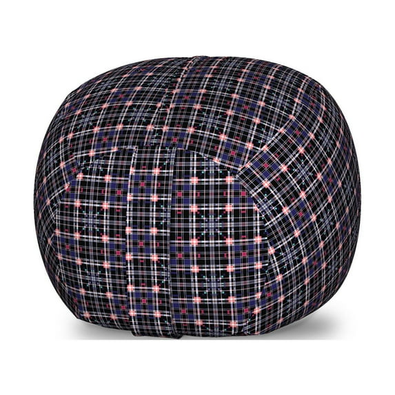 Checkered Storage Toy Bag Chair, Pink and Blue Colored Repeating Pattern with Intersecting Lines Squares, Stuffed Animal Organizer Washable Bag, Small Size, Navy Blue Pink, by Ambesonne