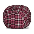thumbnail image 1 of Checkered Storage Toy Bag Chair, Symmetrical Lines Squares Geometric Old Tartan Inspired Design Print, Stuffed Animal Organizer Washable Bag, Large Size, White Black Pink, by Ambesonne, 1 of 3