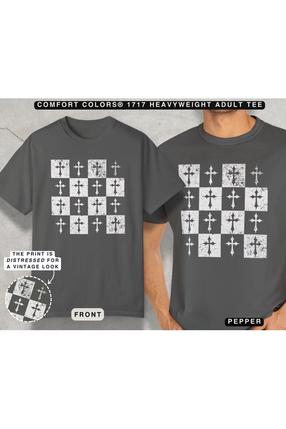 Checkered T-shirt Distressed Retro Graphic Tee Unisex Streetwear, Grunge 90s Shirt Trendy