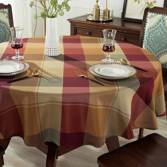 Checkered Tablecloth 70 Inch Round Table Cloths Spillproof Anti-Shrink Soft and Wrinkle Resistant Decorative Fabric Table Cover for Kitchen Dinning Tabletop Outdoor(Round,Red)