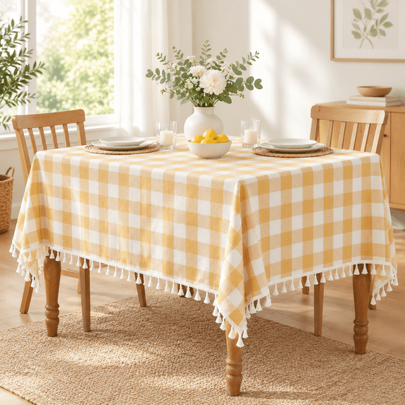 Linken Roo Checkered Tablecloth Rectangle Washable Plaid Picnic Table Cloth With ...