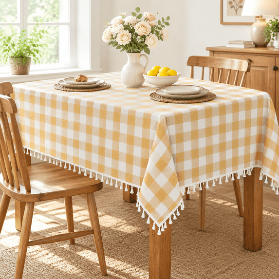 Linken Roo Checkered Tablecloth Rectangle Washable Plaid Picnic Table Cloth With ...