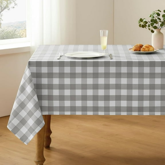 Checkered Tablecloth Rectangle Waterproof Gingham Table Cloth Washable Buffalo Plaid Table Cover Wrinkle Free for Kitchen, Dining and Outdoor Picnic, 52 x 70 Inch, Light Blue and White