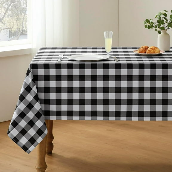 Checkered Tablecloth Rectangle Waterproof Gingham Table Cloth Washable Buffalo Plaid Table Cover Wrinkle Free for Kitchen, Dining and Outdoor Picnic, 52 x 70 Inch, Light Blue and White