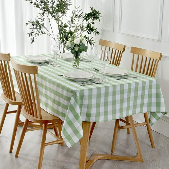 Checkered Tablecloth Stain Resistant Waterproof and Wrinkle Resistant Washable Heavy Weight Table Cloth Gingham for Dining Room and Outdoor Use, Rectangle 60 x 120 Inch Mint and White