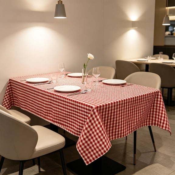 Checkered Tablecloth Waterproof Oilproof Dirt Resistant Nylon Farmhouse Dining Table Cover | Modern Gingham Plaid Table Linen for Kitchen Dining Room Office Everyday Use 120 x 160 cm