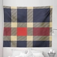 thumbnail image 1 of Checkered Tapestry, Vintage Plaid Scottish Tartan Pattern with Retro Display Checks Lines, Fabric Wall Hanging Decor for Bedroom Living Room Dorm, 5 Sizes, Dark Blue Coral Cream, by Ambesonne, 1 of 1