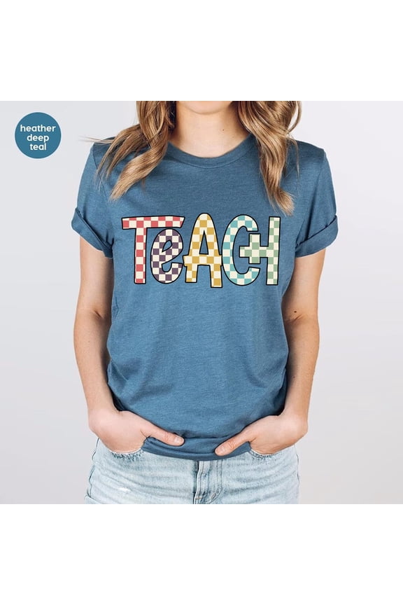 Checkered Teach Shirt, Teach Shirt, Checkered Teacher, Teacher Shirt, Cute Shirt For Teachers, Teacher , Elementary School Tee, Teacher Tshirt All Size S-5XL