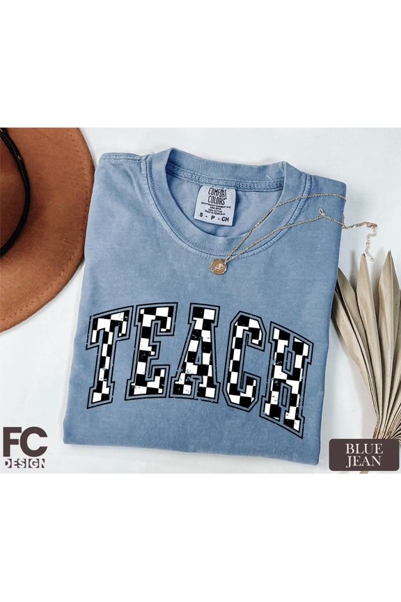 Checkered Teach Teacher T-Shirt All Size S-3XL