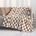 thumbnail image 1 of Checkered Throw Blanket,Soft Cozy Fluffy Warm Hand Made Throw Blankets for Couch, Sofa, Chair, Bed, Camping, Picnic, Travel Lightweight Bed Blanket,40X28 in （Coffee）, 1 of 6