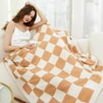 thumbnail image 1 of Checkered Throw Blanket, Ultra Soft Cozy Buffalo Checkerboard Blanket Lightweight Plaid Blankets Microfiber Knit Throw Blanket Decor for Home Bed Couch(Khaki, 60×79in), 1 of 6