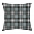 thumbnail image 1 of Checkered Throw Pillow Cushion Cover, Old Fashioned Plaid Tartan in Dark Colors Classic English Tile Symmetrical, Decorative Square Accent Pillow Case, 24 X 24 Inches, Grey Black White, by Ambesonne, 1 of 2