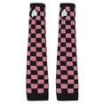 thumbnail image 1 of Checkered Thumb Free Finger Long Gloves, Black and Pink, 1 of 1