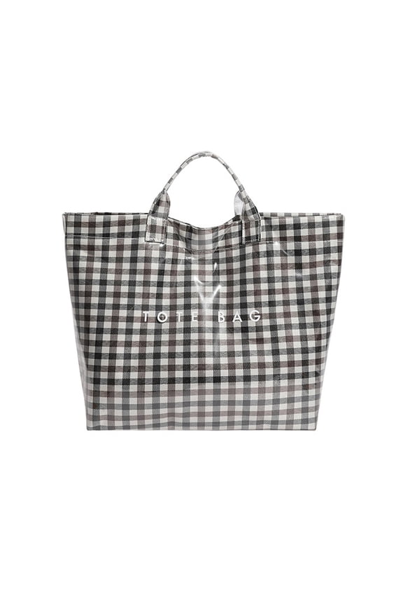 Checkered Tote Bag Women's Tote Bag with Zipper Letters Print Hobo Handbag Checkered Purse for Work