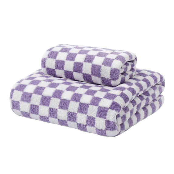 Checkered Towels, Soft Absorbent Towel for Bathroom, Shower, Spa and Hotel, Suitable for Adults, Women and Teen Girls, Home & Travel Use, 29.53x13.78 Inch(Purple)