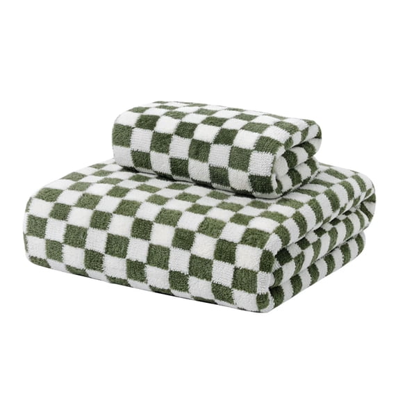 Checkered Towels, Soft Large Towels Quick Dry for Beach Pool Swim Bathroom Spa Shower Gym,29.53x13.78 Inch(Green)