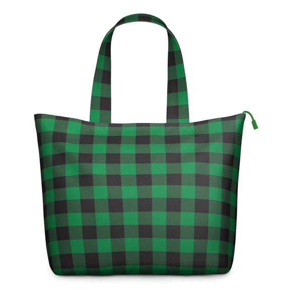 Checkered Travel Tote Bag Retro Checkerboard Patterned Weekender Bag with Abstract Plaid Fusion, Rustic Aesthetic, Carry-On Size, for Short Trips