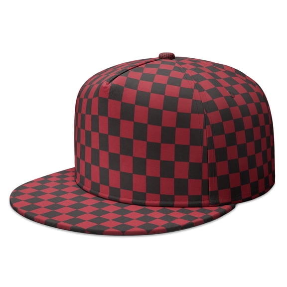 Checkered Trucker Hat - Trendy Flat Visor Cap for Casual Daily Wear | Vintage Checkerboard Pattern