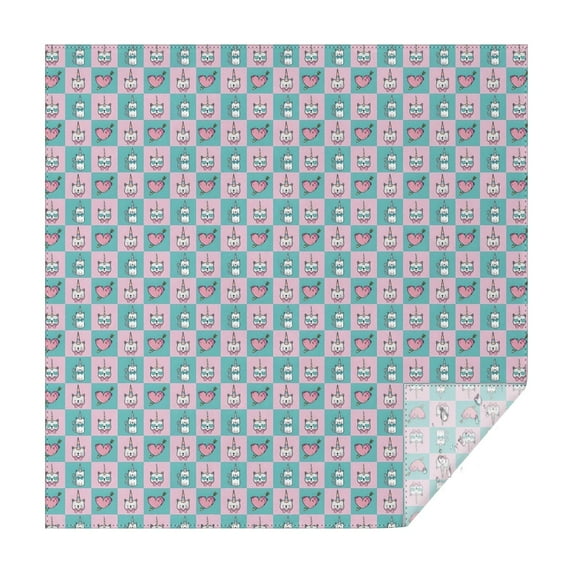Checkered Unicorn Cat Pattern Square Tablecloth,Waterproof Square Table Cover,Wipeable Spillproof Washable Table Cover for Home Kitchen Party Decor 52"x52"(132x132cm)