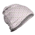 thumbnail image 1 of Checkered Unisex Beanie, Diagonal Lines Floral, Hiking Outdoors, Mauve Pink Forest Green, by Ambesonne, 1 of 1